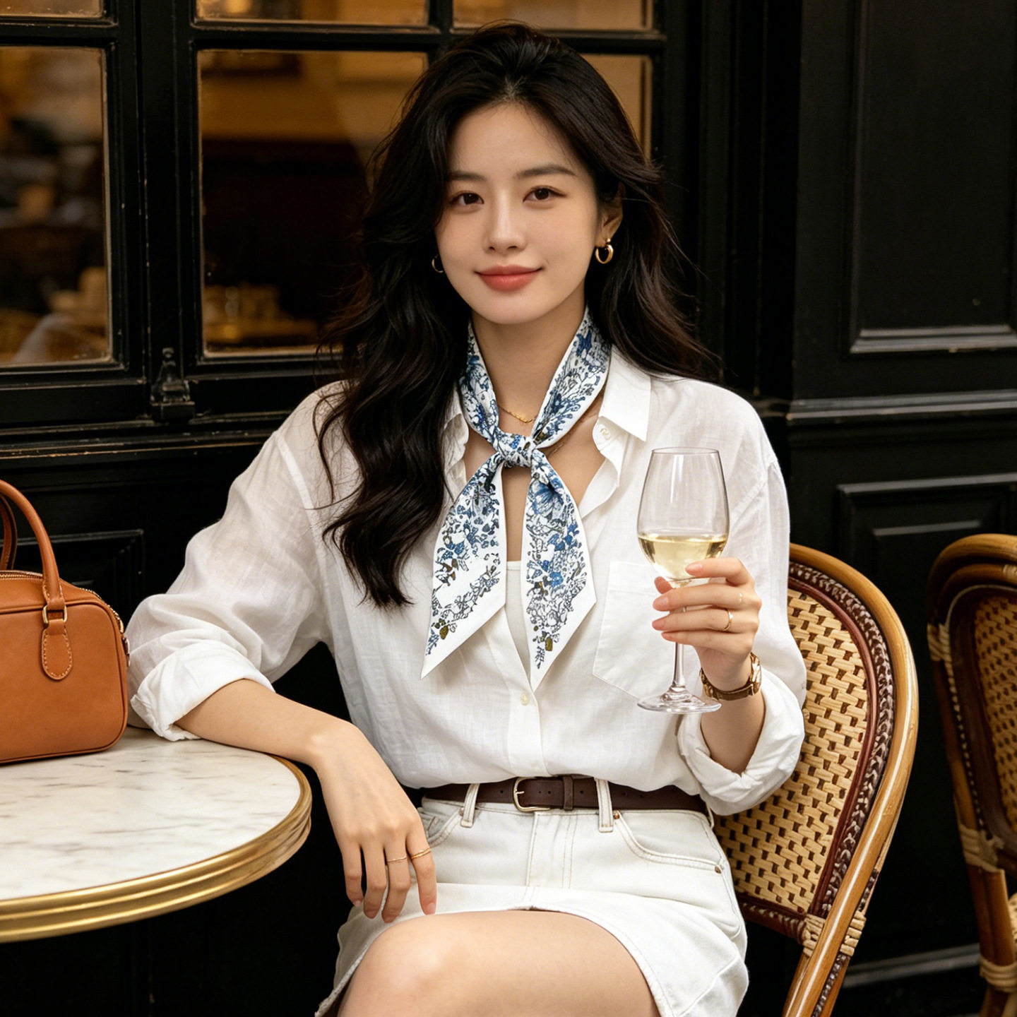 D丝巾女真丝长条细窄丝带桑蚕丝蝴蝶花卉百搭包包绑带系脖小领巾