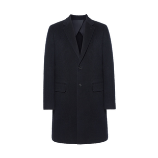 诺丁山纯羊毛大衣男藏蓝色商务中年正装男士秋冬款翻领外套