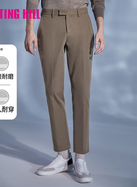 诺丁山男士休闲裤咖啡色商务休闲时尚秋季锥腿耐磨裤子男NB710183