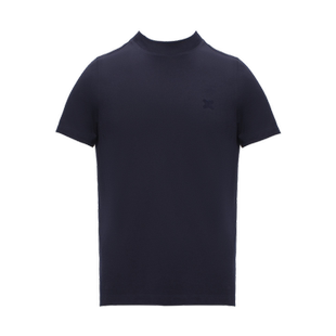 诺丁山羊毛冰丝t恤男短袖藏蓝色商务修身高级感秋季正装上衣