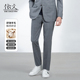 格子羊毛直筒男裤 依文春夏西裤 套西裤 灰色宽裤 子EB500182 商务正装