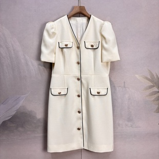 SZ家小香风名媛高级设计感小众连衣裙25年新款 洋气减龄中长裙 时尚