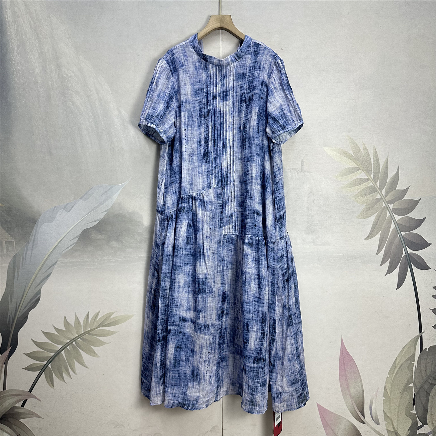 奢货~满分苎麻新中式复古印花连衣裙25新款时尚洋气宽松显瘦长裙,女装/女士精品,连衣裙,淘宝优惠券,粉丝福利购,淘宝优惠卷