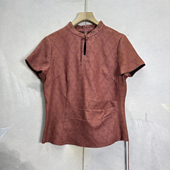 奢货 满分桑蚕丝透孔花罗红云纱上衣女26夏双面提花气质旗袍领