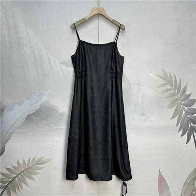 重工香云纱吊带裙连衣裙超长吊带