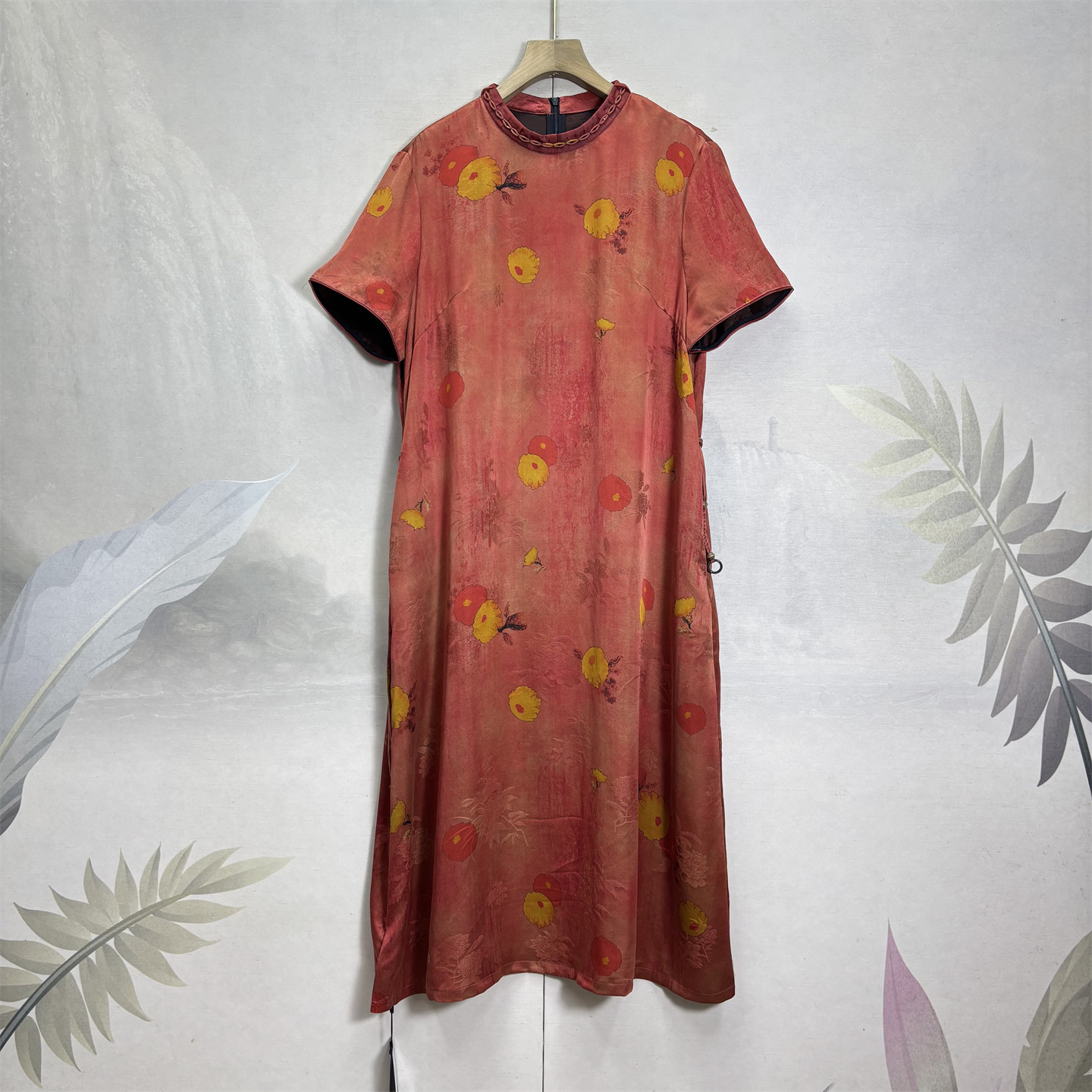 满分桑蚕丝花罗香云纱提花连衣裙