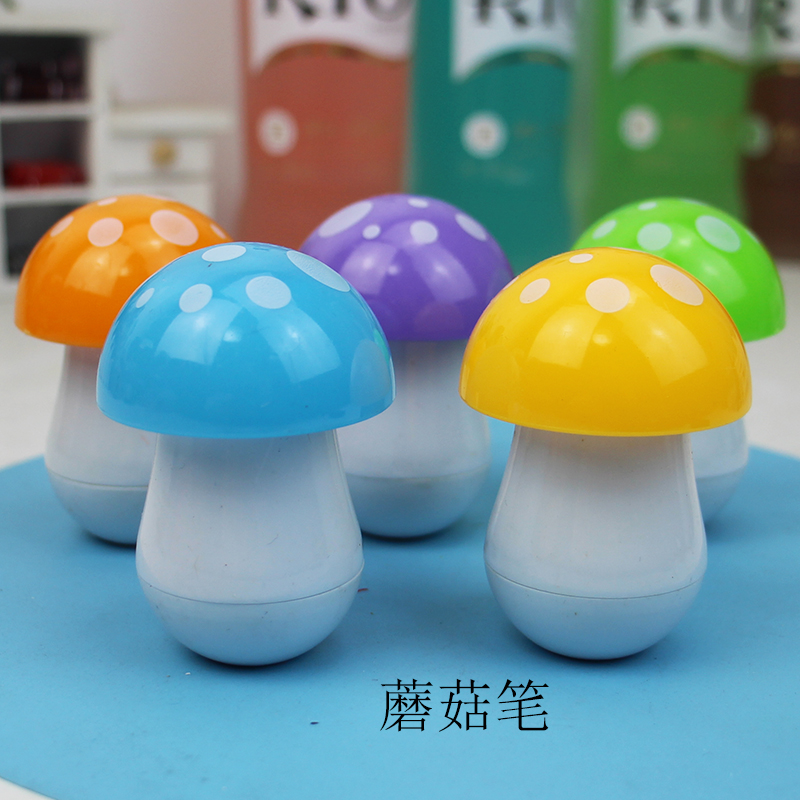 韩国款文具 可爱创意笔蘑菇伸缩笔卡通笔学生圆珠笔塑料笔