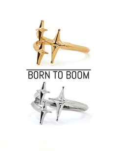 想念你情侣戒指 BOOM 四芒星星肌理可调节金纯银男女中性 BORN