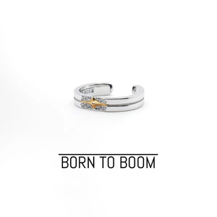 星星 BORN 山体里 BOOM 四角星纯银开口可调素圈男女情侣戒指