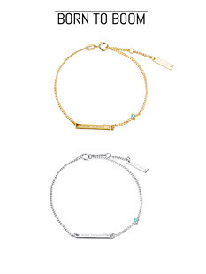 露珠水滴简约百搭帕拉伊巴蓝小众男女基本素银手链 BOOM BORN