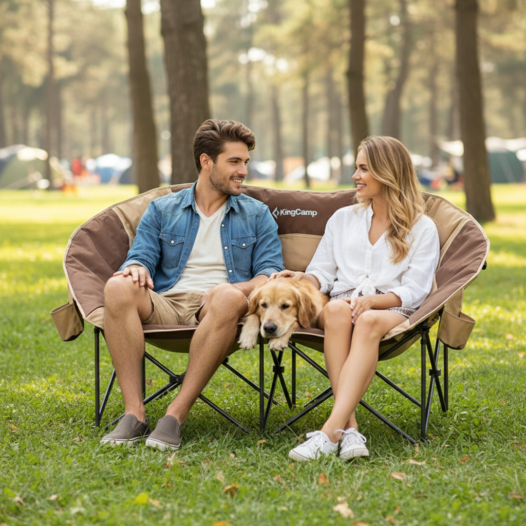 KingCamp双人月亮椅户外便携折叠椅露营休闲躺椅写生钓鱼椅