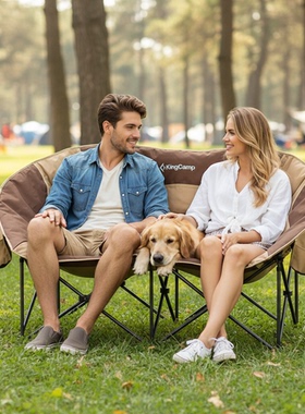 KingCamp双人月亮椅户外露营便携折叠椅阳台休闲椅懒人躺椅钓鱼椅