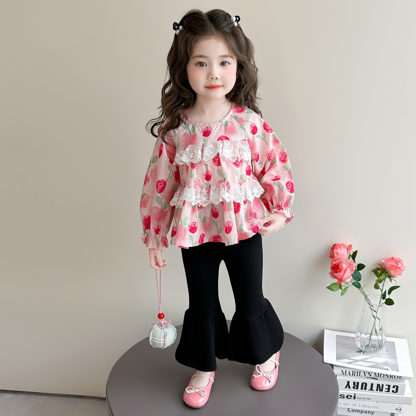 女童春季娃娃衫套装2026新款韩版女孩春秋儿童超好看喇叭裤两件套,童装/婴儿装/亲子装,套装,淘宝优惠券,粉丝福利购,淘宝优惠卷