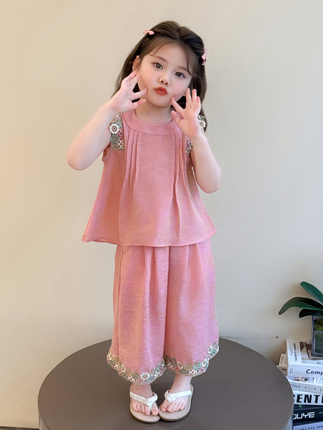Girls' Summer Outfit 2025 New Stylish Children's Fashionable Baby Girl Summer Korean Version Fashion Casual Set
