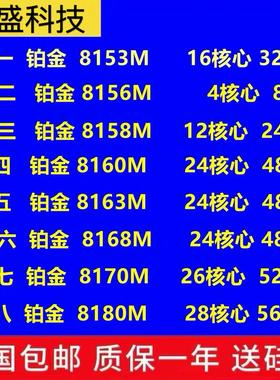 Intel8153 8156 8158 8160 8163 8168 8170 8176 8180 3647针 CPU