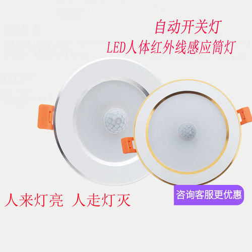 人体红外感应led筒灯酒店过道吊顶12v 24v智能led天花灯110V