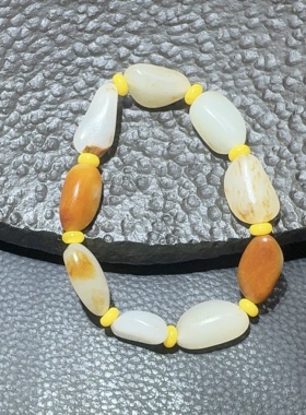 新疆和田玉籽料原石手串男女款白玉籽料苏工手链手串原独籽玉珠子