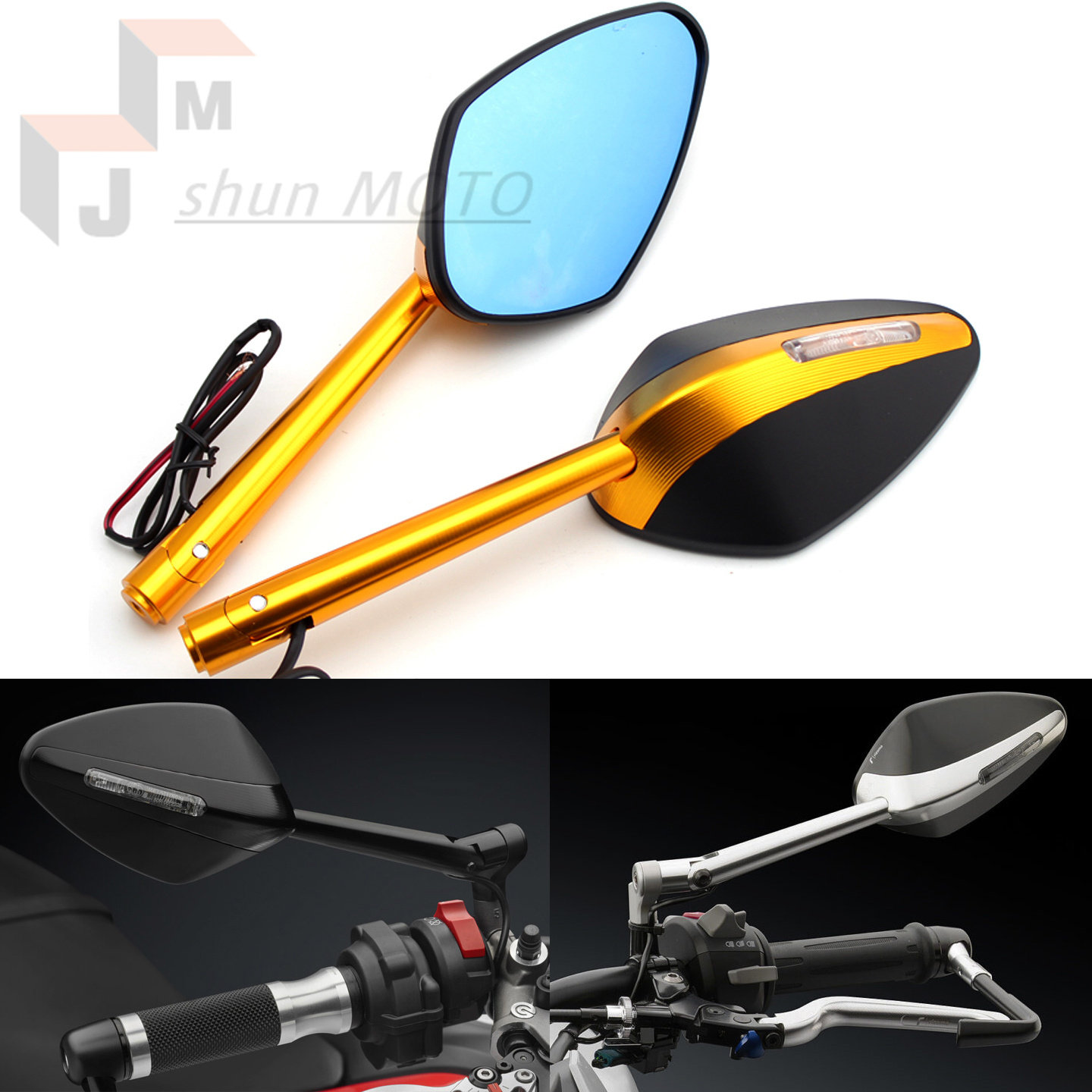 适用杜卡迪街霸848  Hypermotard821骇客796改装后视镜反光镜配件