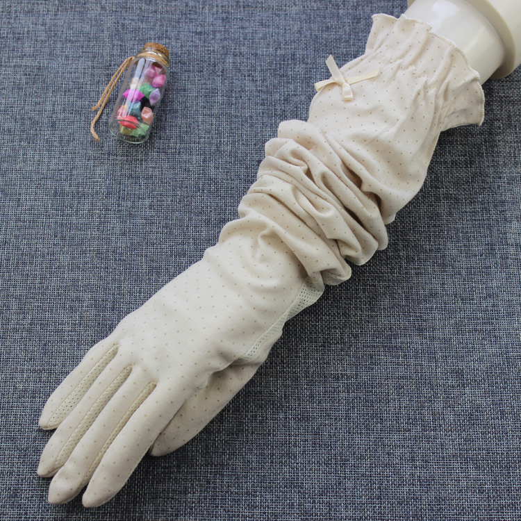 防滑騎行女士長款純棉透氣手套