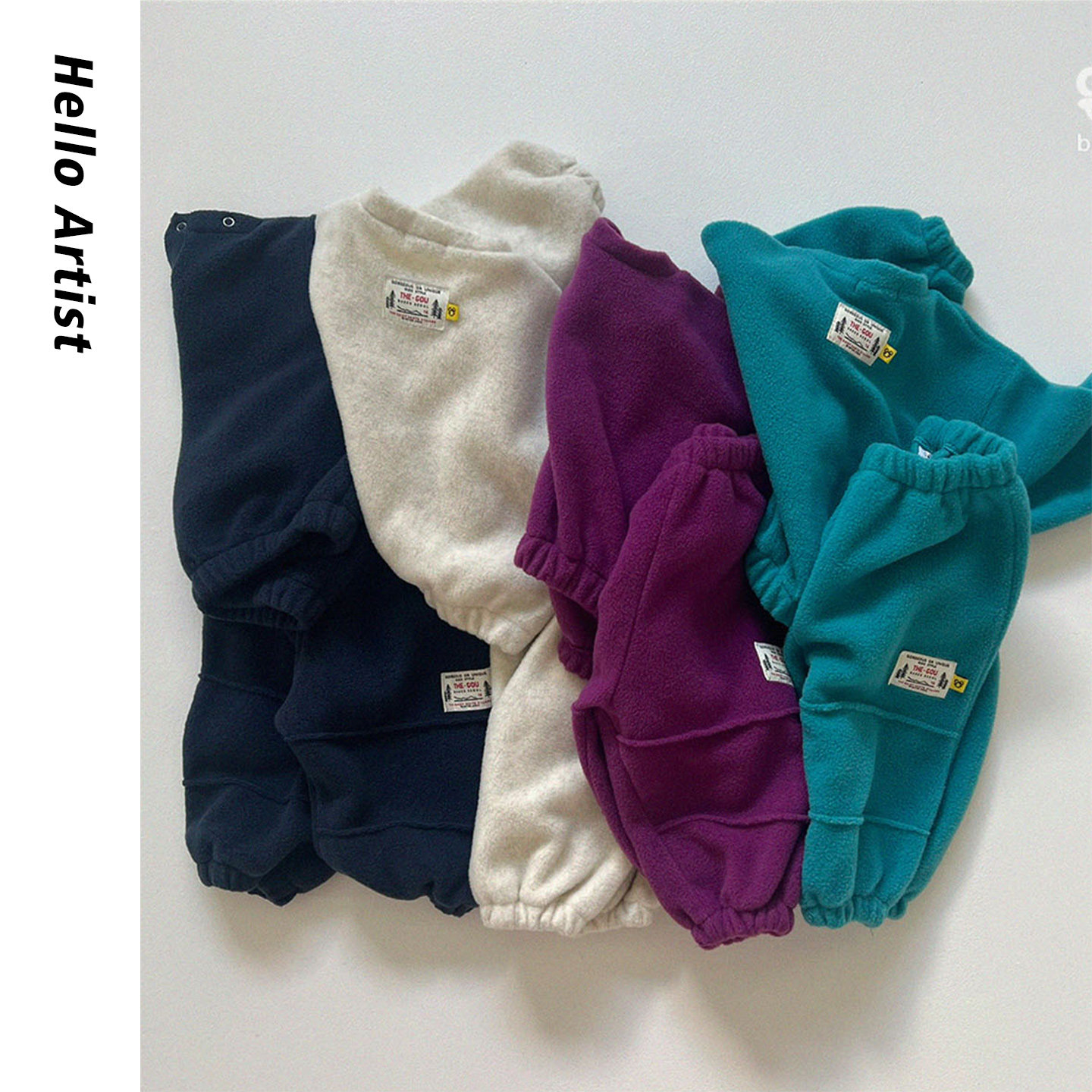 亲子摇粒绒简约舒适卫衣卫裤套装