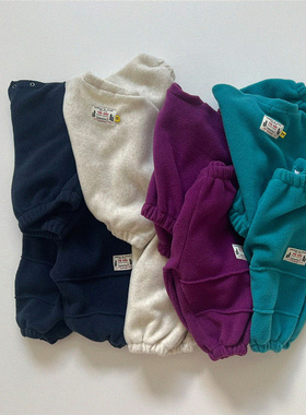 叮当森林韩国童装代购|Gou25亲子彩色摇粒绒简约舒适卫衣卫裤套装