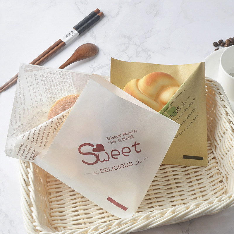 食品防油纸袋三角袋三明治甜甜圈吐司面包即吃手抓饼牛皮纸随手包