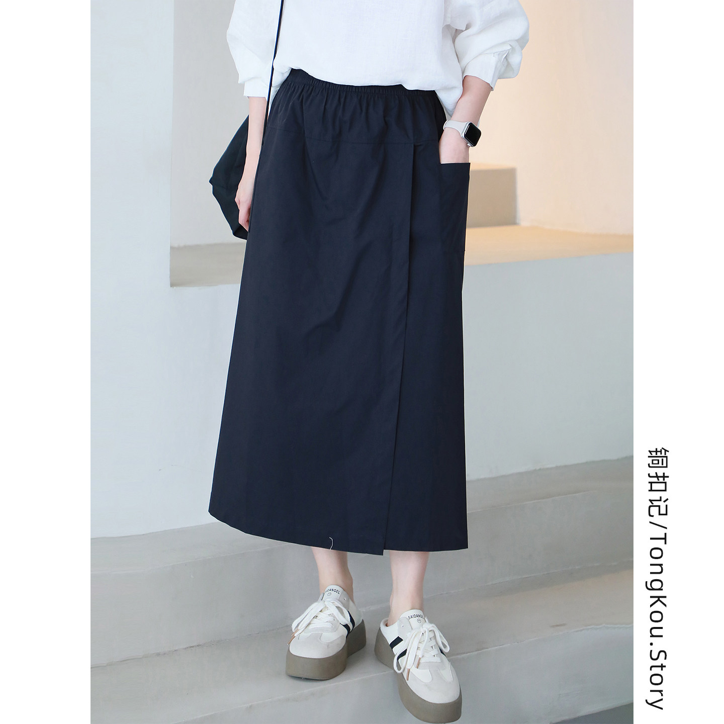 铜扣记阔腿裤裙女松紧腰休闲百搭宽松显瘦韩版夏季薄款纯棉裤子女