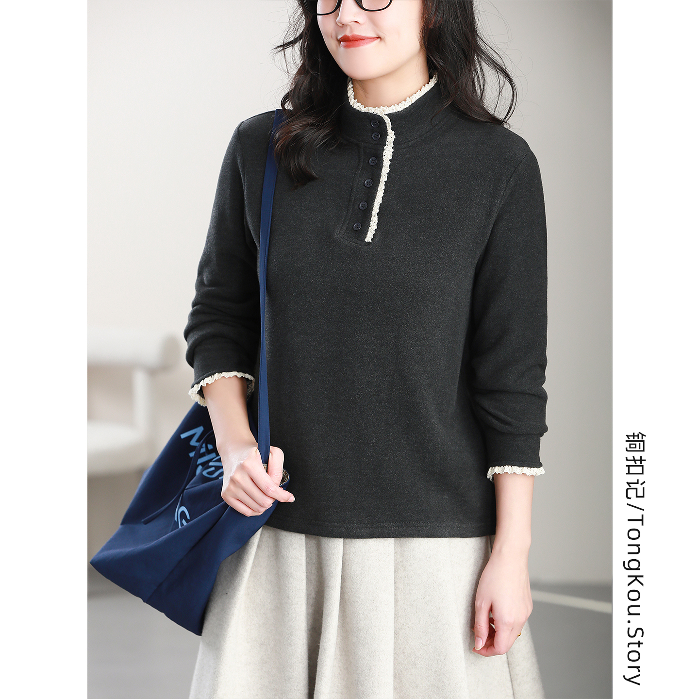 气质文艺冬季花边韩版百搭保暖