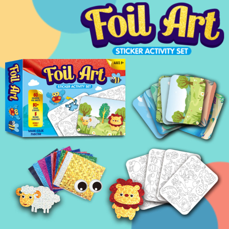 Foil art Crafts for kids欧美儿童铝箔贴纸Foil Sticker儿童玩具,玩具/童车/益智/积木/模型,其他手工制作,淘宝优惠券,粉丝福利购,淘宝优惠卷
