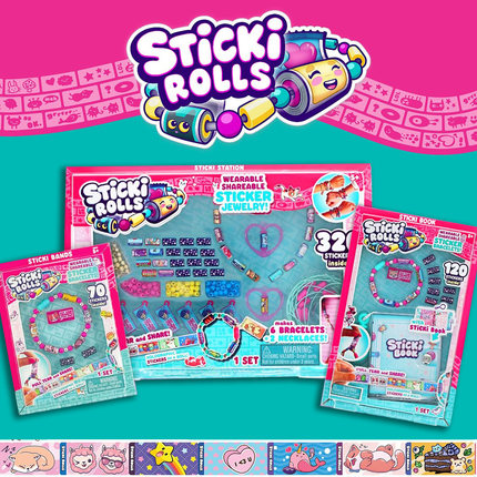 美国正品现货Sticki Rolls Bands女孩手珠手链贴纸惊喜玩具礼物