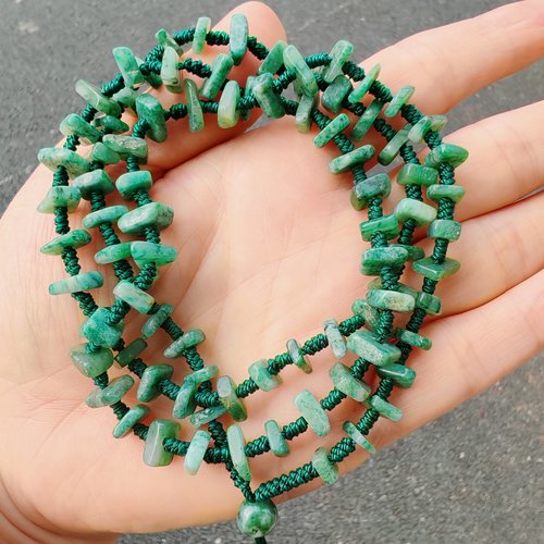 天然独山玉项链老坑玉绿豆花路路通挂链男女款吊坠挂绳正品路路通