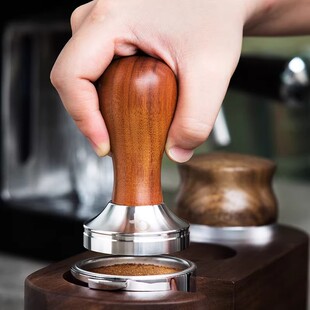 螺纹底实木压粉器304不锈钢弹力恒定压力粉锤布粉压粉器咖啡器具
