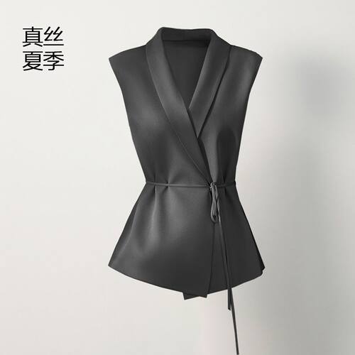 新款轻奢真丝无袖马甲衬衫女