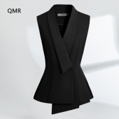 2025春新款 坎肩小西服外套不规则0595 马夹无袖 西装 马甲秋女款