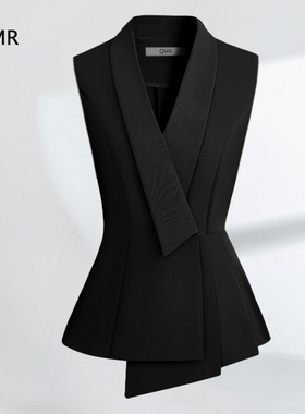 2025春新款西装马甲秋女款马夹无袖坎肩小西服外套不规则0595