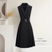 裙马甲女新2025春秋中长款 修身 马夹无袖 7534西装 高级时尚 职业外套