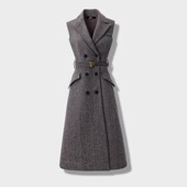 7581 2高级感灰色马甲裙女2025秋冬气质内搭毛呢无袖 过膝连衣裙