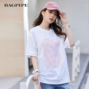 体恤潮 风笛2025夏季 新款 棉短袖 t恤圆领宽松百搭休闲小众设计半袖