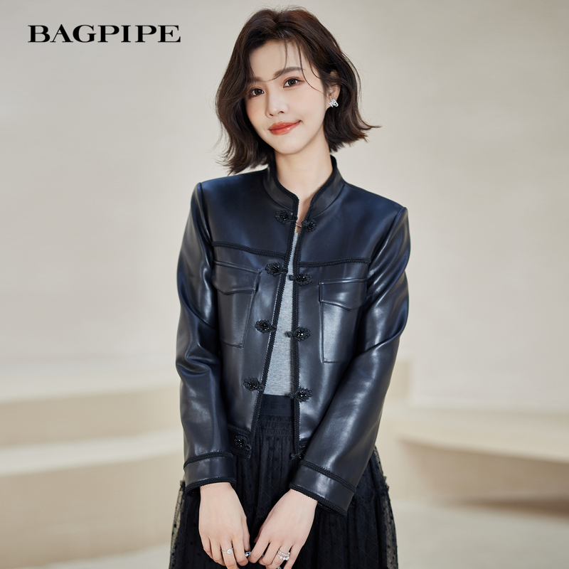 风笛2024秋季新款皮衣外套