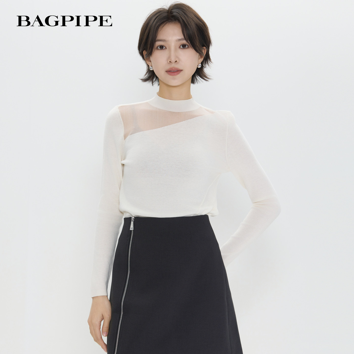 风笛2026春季新款简约通勤设计感针织衫修身套头长袖上衣女,女装/女士精品,毛针织衫,淘宝优惠券,粉丝福利购,淘宝优惠卷