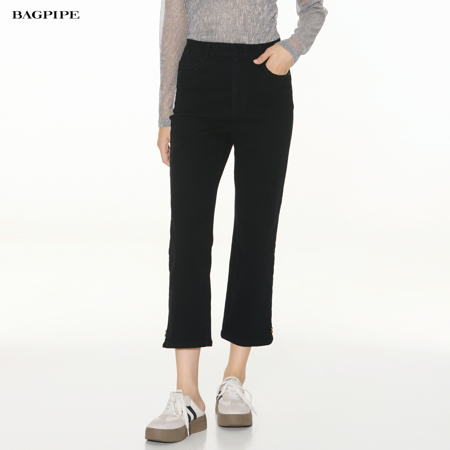 风笛2025秋季新款修身高腰显瘦百搭气质八分裤女简约通勤裤子