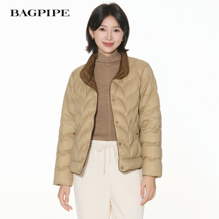 风笛2025冬季新款新90绒中式设计感短款羽绒服小个子立领鹅绒服