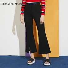 BAGPIPE/风笛2019新款春季女士休闲裤修身弹力黑色喇叭裤潮81524