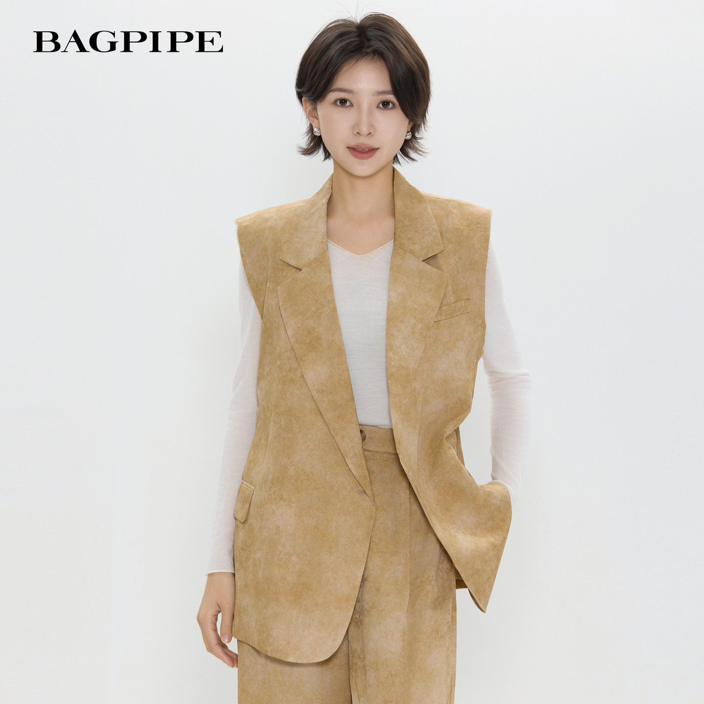 风笛2026春季新款新中式国风配色外套气质穿搭慵懒风西装马甲女