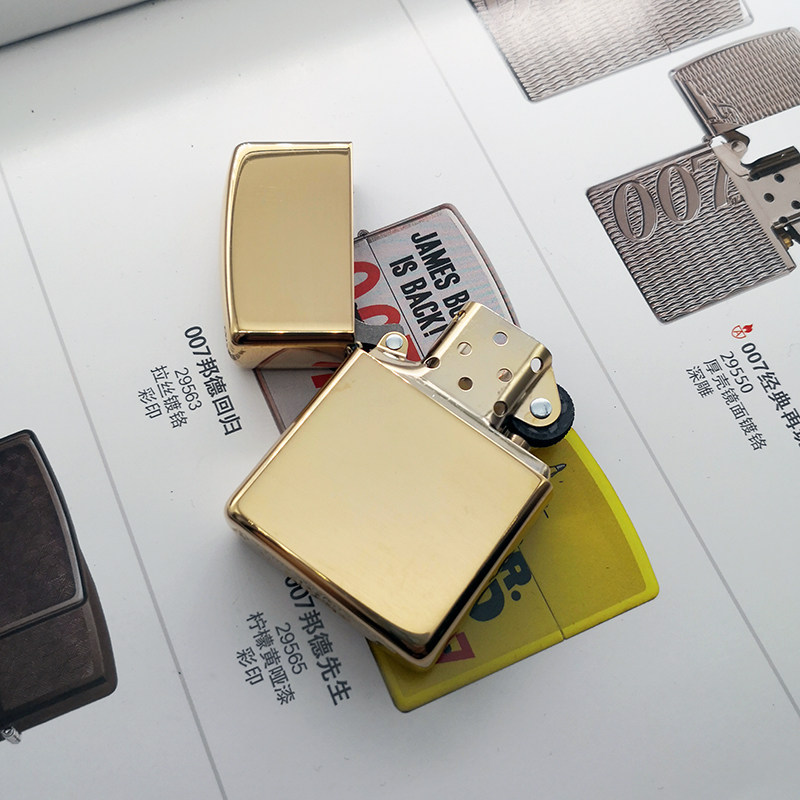 ZIPPO防风黄铜煤油打火机169镜面加厚加重盔甲男士礼品可定制