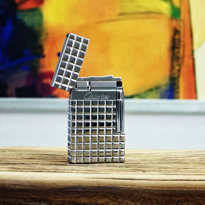 calories卡路朗声气体打火机侧滑叮音老式复古砂轮黄铜巧克力方格