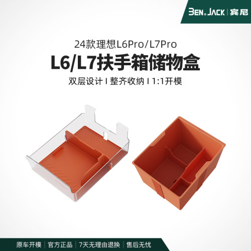宾尼24/25款理想L6/L7扶手箱内部储物盒PC硅胶中控下层置物收纳盒