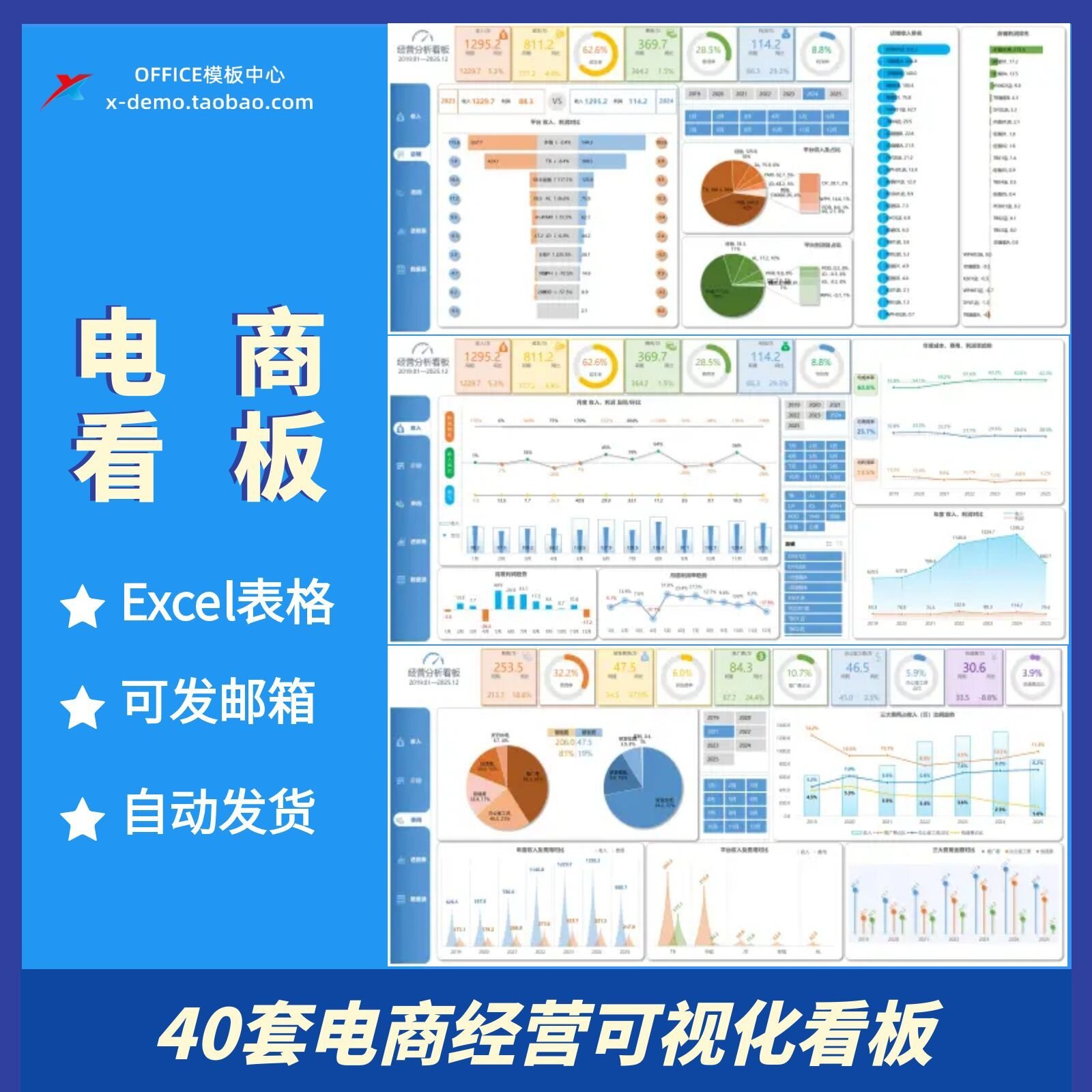 电商店铺运营销售数据分析利润业绩可视化看板大屏excel表格
