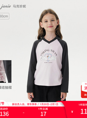 马克珍妮女童柔软蝴蝶结polo衫 儿童纯棉T恤2025年秋装新品551208