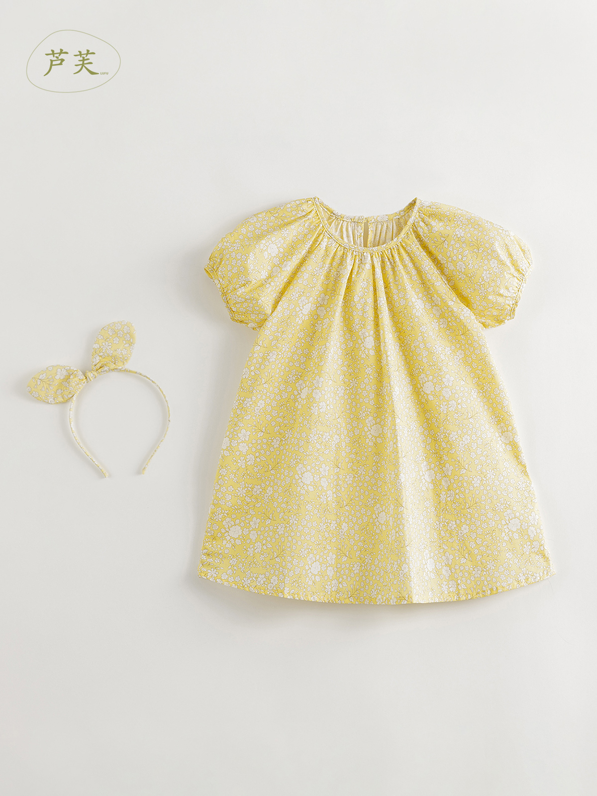 [Mark Jenny Lufu] girls flower bud sleeve cotton printed dress children's skirt summer 230589